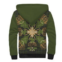 Hawaii Ohia Lehua Squares Sherpa Hoodie Hawaiian Quilt Inspired Floral Pattern