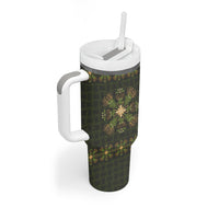 Hawaii Ohia Lehua Squares Tumbler With Handle Hawaiian Quilt Inspired Floral Pattern