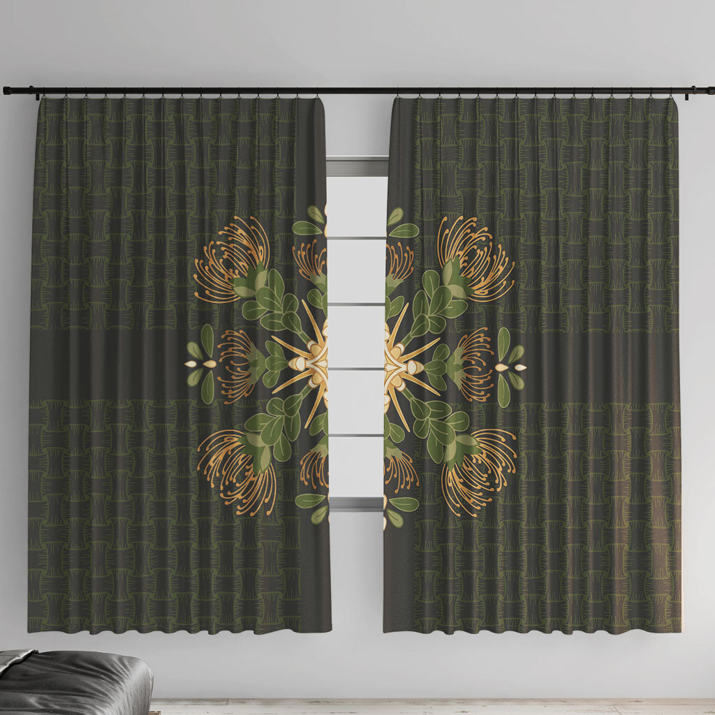 Hawaii Ohia Lehua Squares Window Curtain Hawaiian Quilt Inspired Floral Pattern