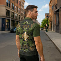 Hawaii Ohia Lehua Squares Zipper Polo Shirt Hawaiian Quilt Inspired Floral Pattern