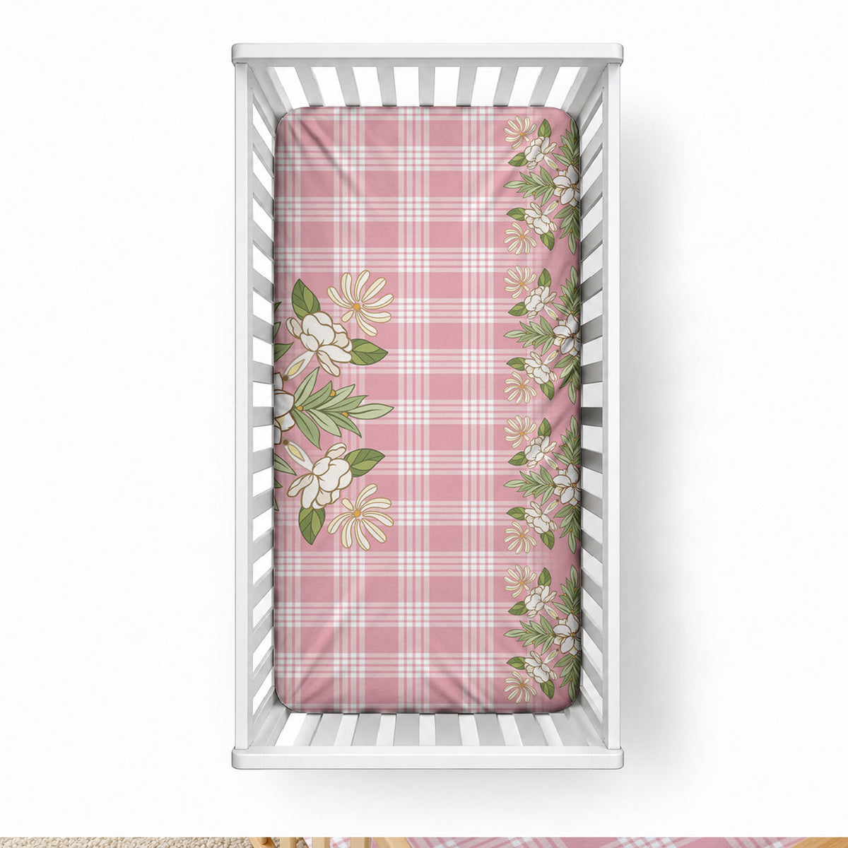 Akala Hamele Hawai'i Palaka Squares Maile Leaf Baby Bed Cover Flowers Hawaiian Quilt Patterns LT9 28 × 52 in Dusty Rose - Polynesian Pride
