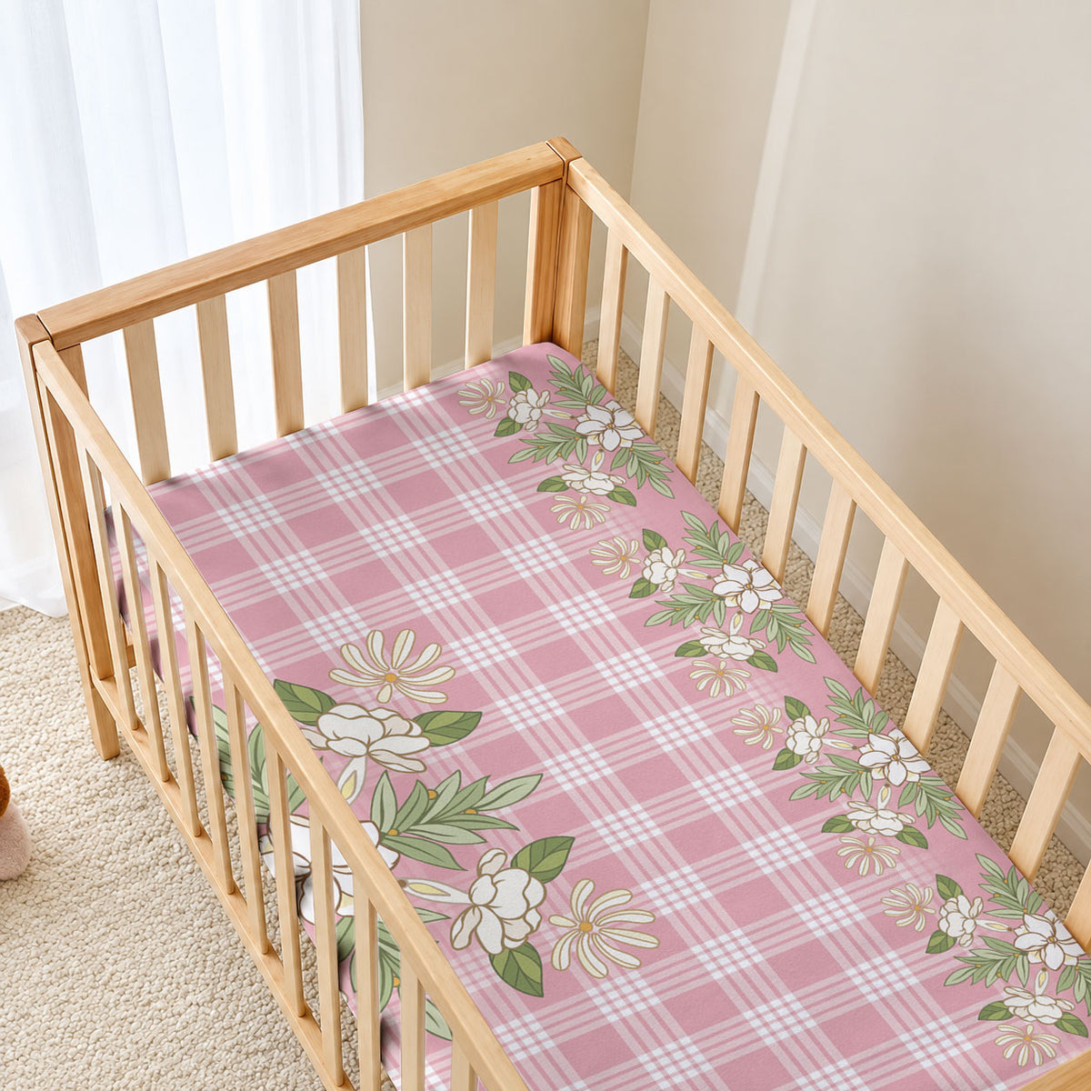 Akala Hamele Hawai'i Palaka Squares Maile Leaf Baby Bed Cover Flowers Hawaiian Quilt Patterns LT9 - Polynesian Pride
