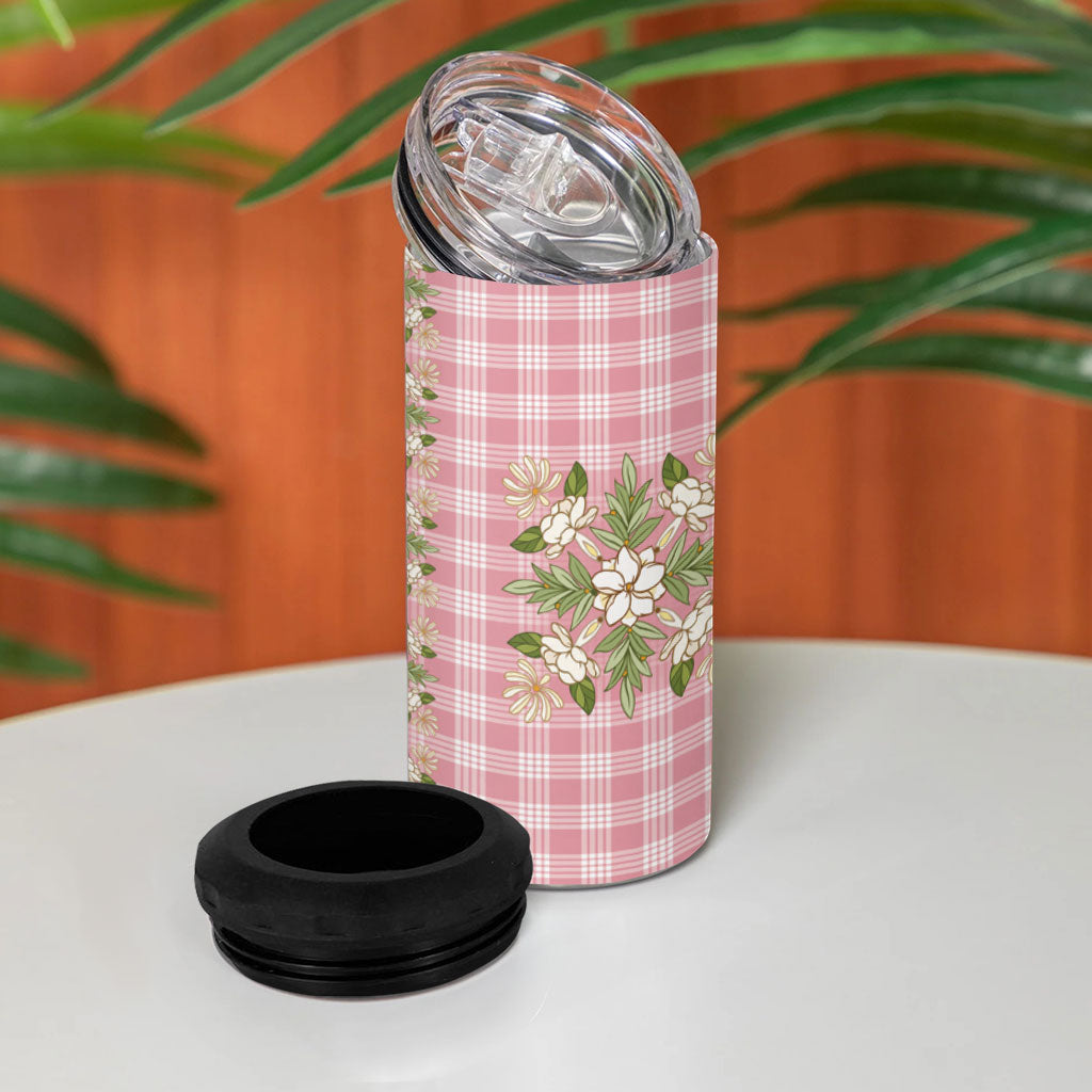 Akala Hamele Hawai'i Palaka Squares Maile Leaf 4 in 1 Can Cooler Tumbler Flowers Hawaiian Quilt Patterns