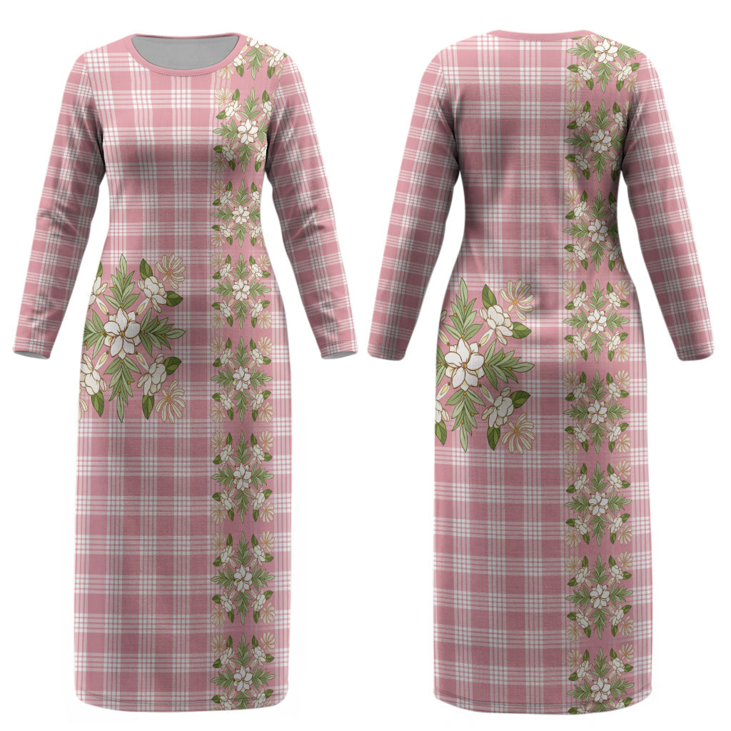 Akala Hamele Hawai'i Palaka Squares Maile Leaf Couples Matching Long Sleeve Bodycon Dress and Long Sleeve Button Shirt Flowers Hawaiian Quilt Patterns