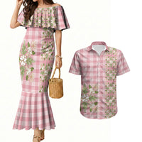 Akala Hamele Hawai'i Palaka Squares Maile Leaf Couples Matching Mermaid Dress and Hawaiian Shirt Flowers Hawaiian Quilt Patterns