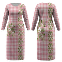 Akala Hamele Hawai'i Palaka Squares Maile Leaf Family Matching Long Sleeve Bodycon Dress and Hawaiian Shirt Flowers Hawaiian Quilt Patterns