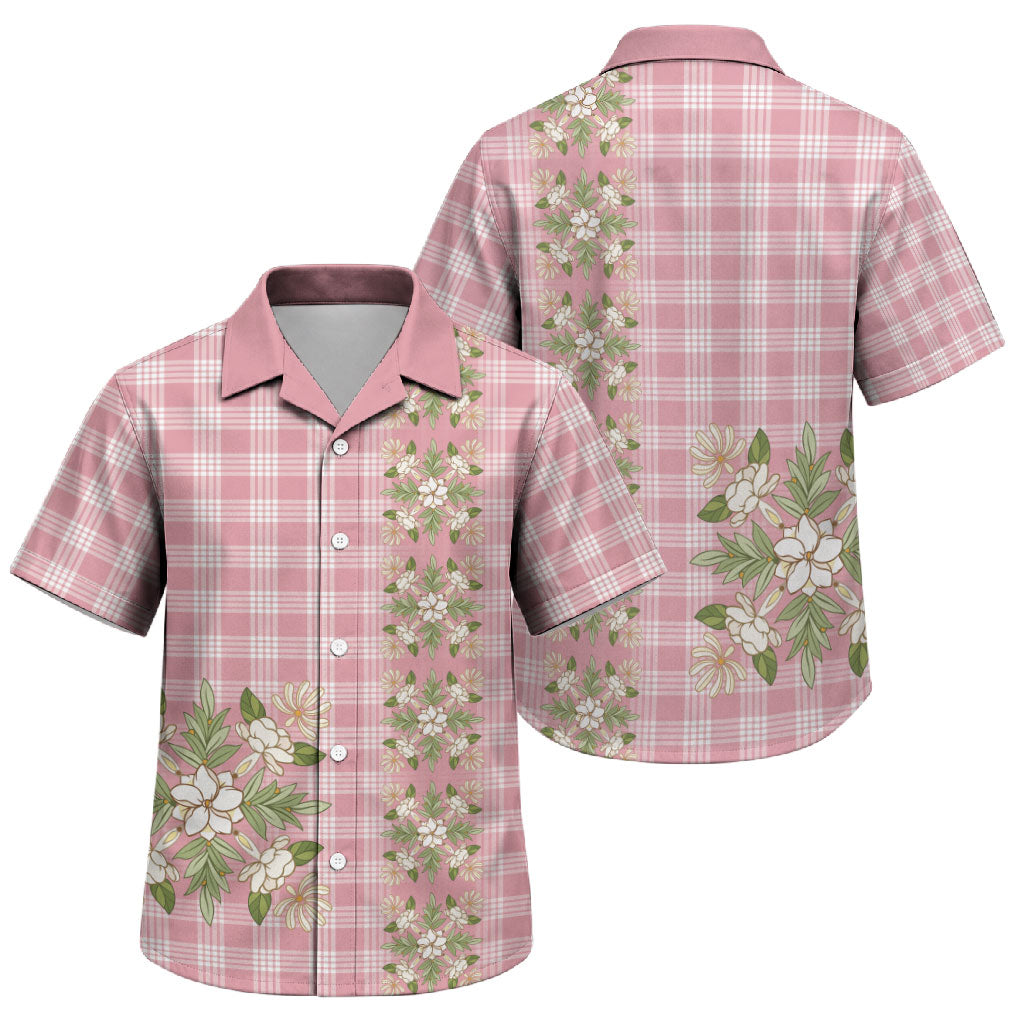 Akala Hamele Hawai'i Palaka Squares Maile Leaf Family Matching Off The Shoulder Long Sleeve Dress and Hawaiian Shirt Flowers Hawaiian Quilt Patterns