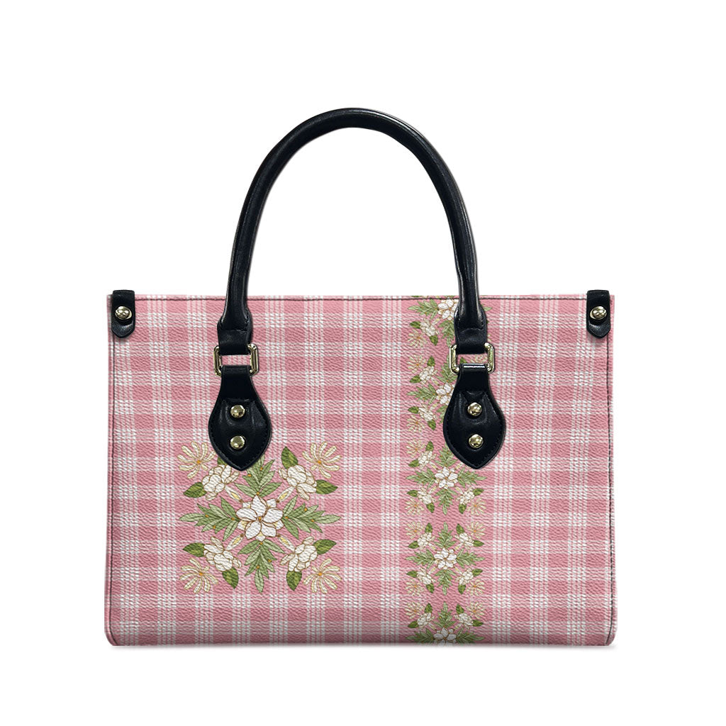 Akala Hamele Hawai'i Palaka Squares Maile Leaf Leather Bag Flowers Hawaiian Quilt Patterns