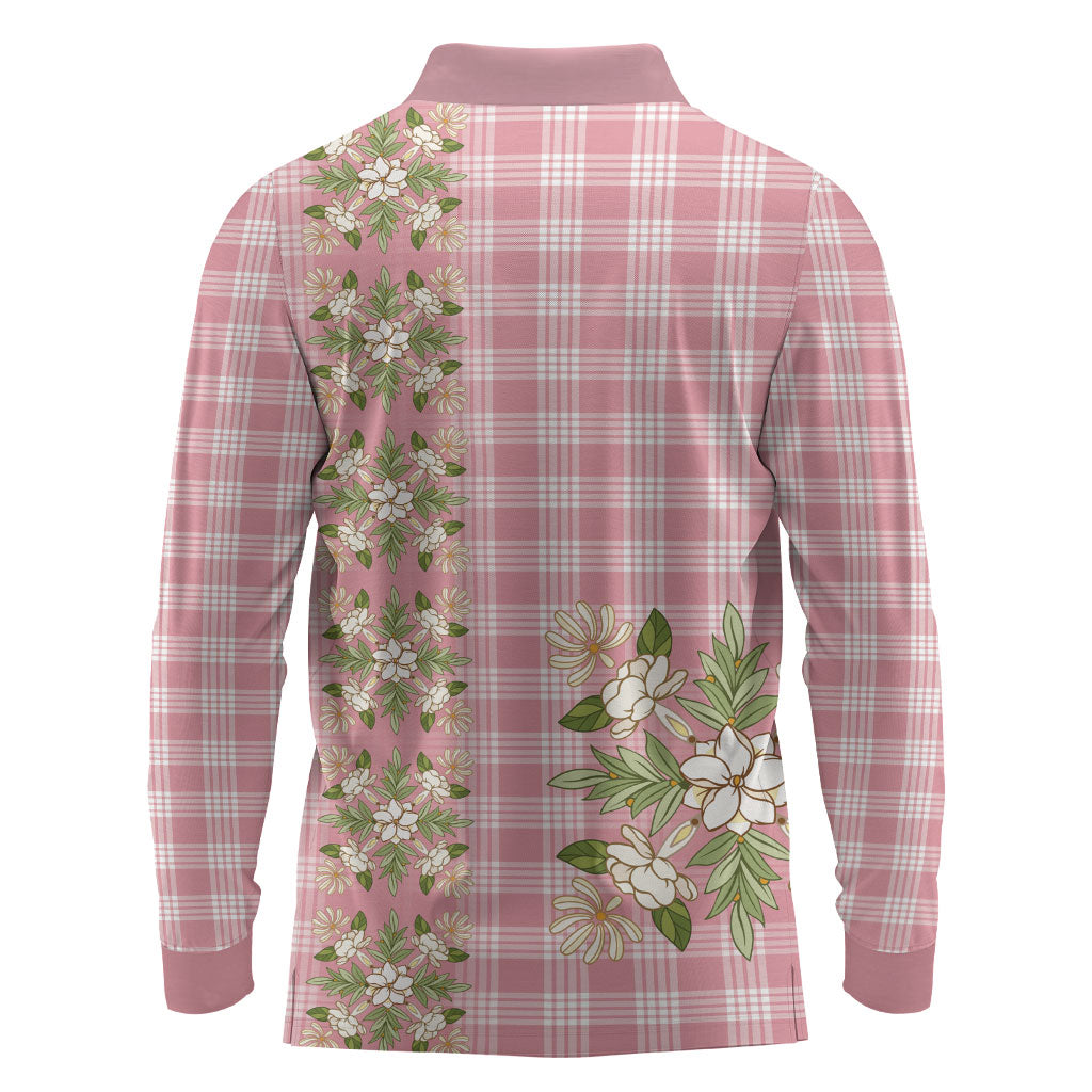 Akala Hamele Hawai'i Palaka Squares Maile Leaf Long Sleeve Polo Shirt Flowers Hawaiian Quilt Patterns