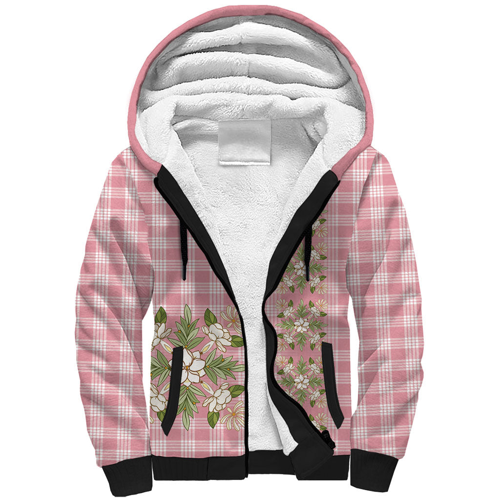 Akala Hamele Hawai'i Palaka Squares Maile Leaf Sherpa Hoodie Flowers Hawaiian Quilt Patterns