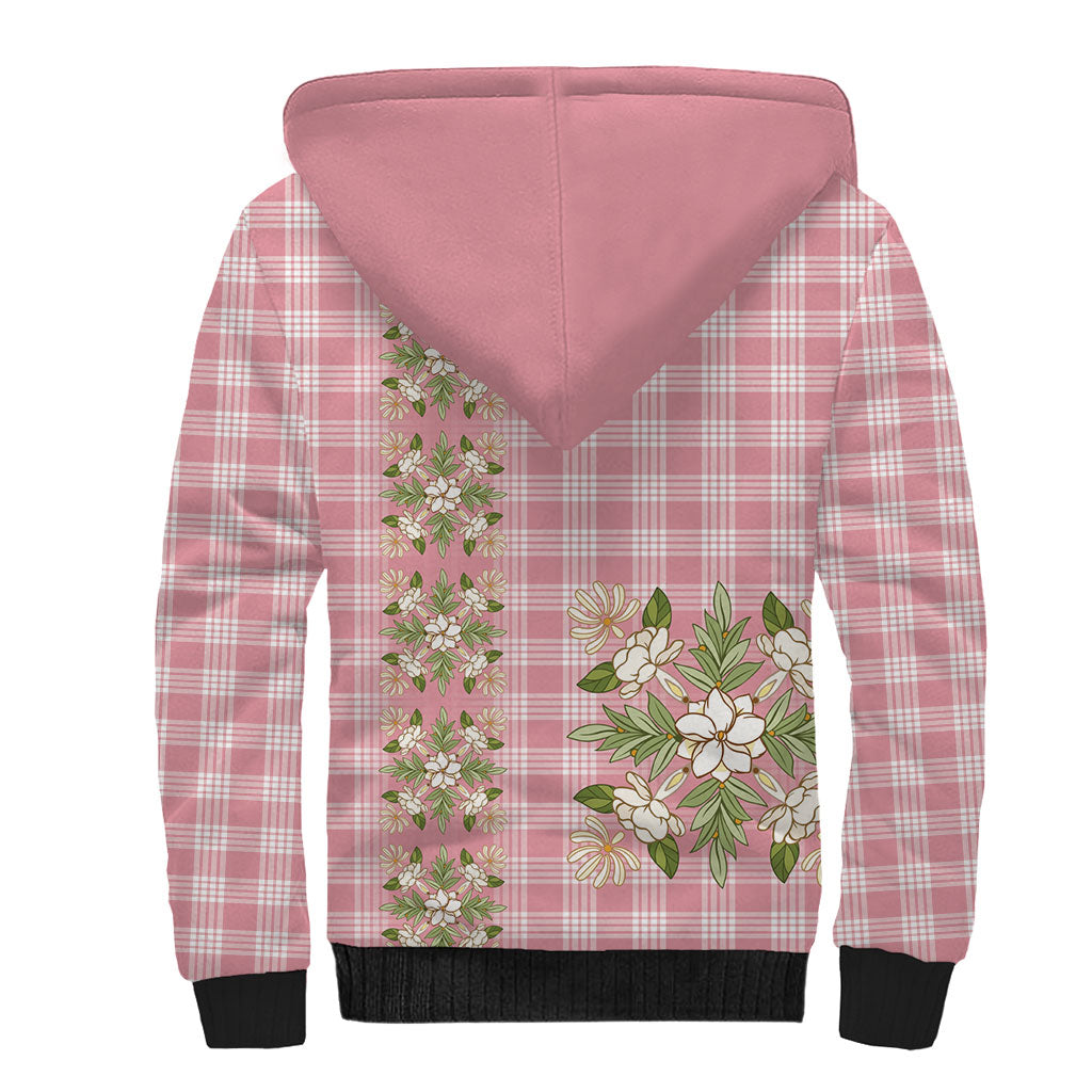 Akala Hamele Hawai'i Palaka Squares Maile Leaf Sherpa Hoodie Flowers Hawaiian Quilt Patterns