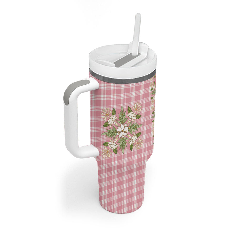 Akala Hamele Hawai'i Palaka Squares Maile Leaf Tumbler With Handle Flowers Hawaiian Quilt Patterns