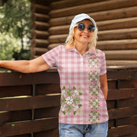 Akala Hamele Hawai'i Palaka Squares Maile Leaf Women Polo Shirt Flowers Hawaiian Quilt Patterns