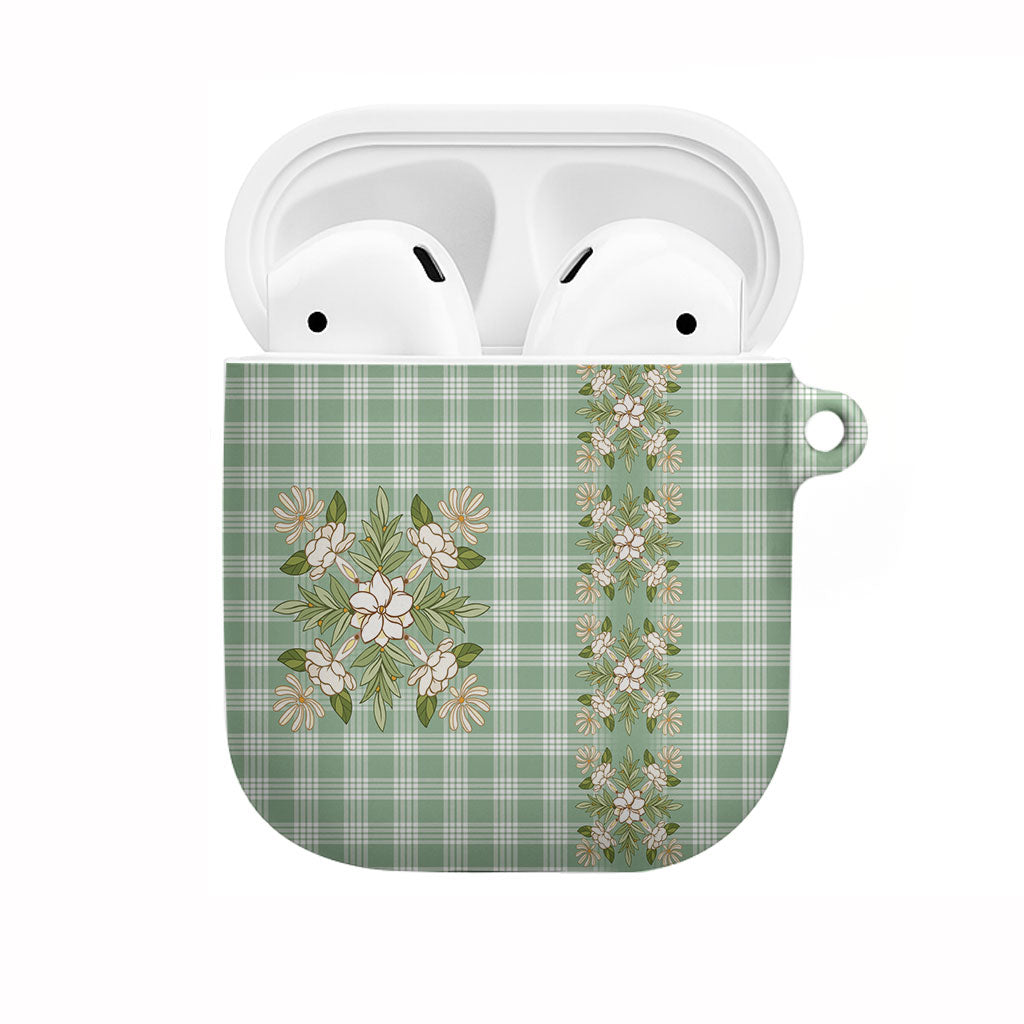 Liko Kukui Hawai'i Palaka Squares Maile Leaf AirPods Case Flowers Hawaiian Quilt Patterns
