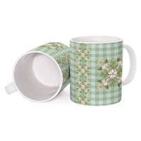 Liko Kukui Hawai'i Palaka Squares Maile Leaf Ceramic Mug Flowers Hawaiian Quilt Patterns