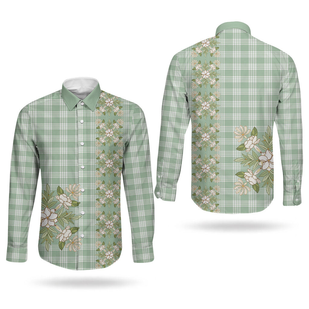 Liko Kukui Hawai'i Palaka Squares Maile Leaf Couples Matching Long Sleeve Bodycon Dress and Long Sleeve Button Shirt Flowers Hawaiian Quilt Patterns