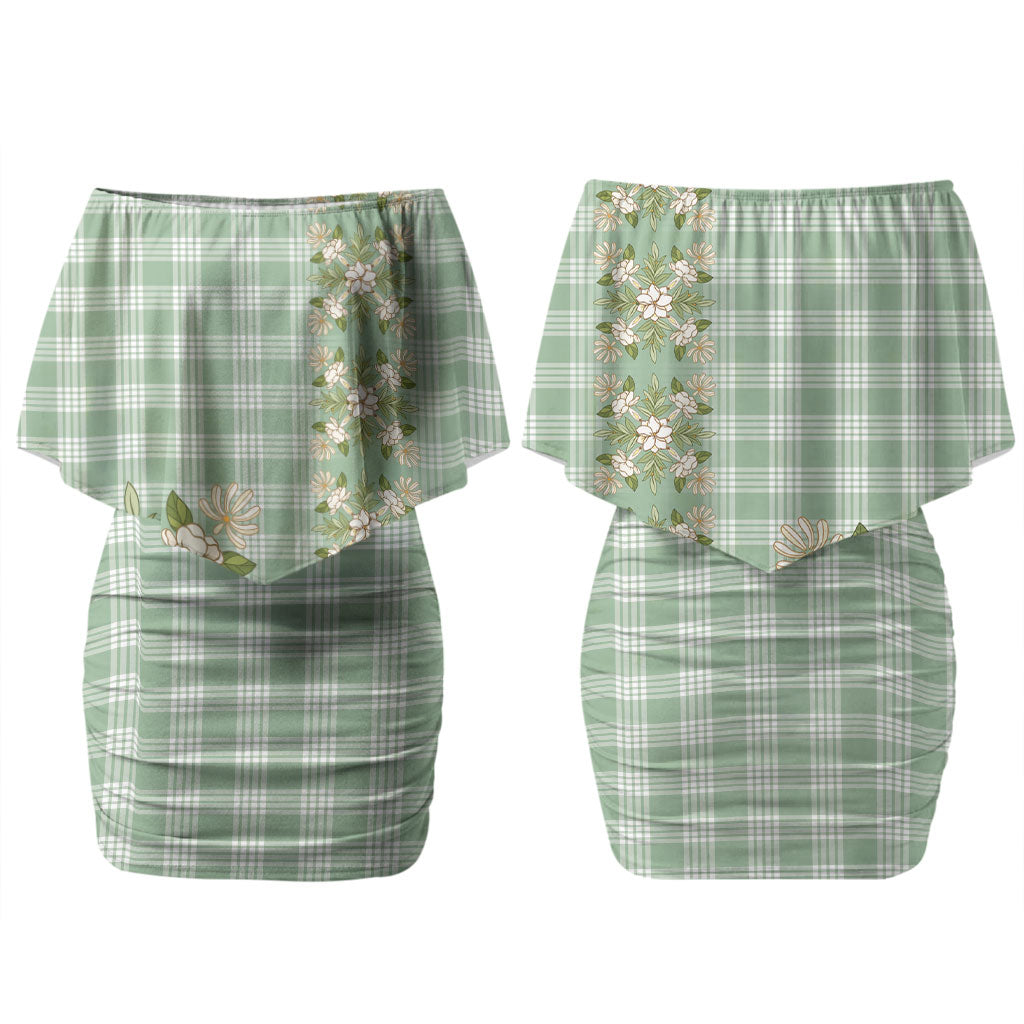 Liko Kukui Hawai'i Palaka Squares Maile Leaf Couples Matching Off Shoulder Short Dress and Hawaiian Shirt Flowers Hawaiian Quilt Patterns