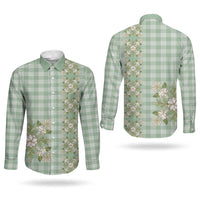 Liko Kukui Hawai'i Palaka Squares Maile Leaf Couples Matching Summer Maxi Dress and Long Sleeve Button Shirt Flowers Hawaiian Quilt Patterns