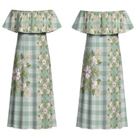 Liko Kukui Hawai'i Palaka Squares Maile Leaf Family Matching Off Shoulder Maxi Dress and Hawaiian Shirt Flowers Hawaiian Quilt Patterns