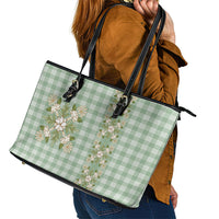 Liko Kukui Hawai'i Palaka Squares Maile Leaf Leather Tote Bag Flowers Hawaiian Quilt Patterns