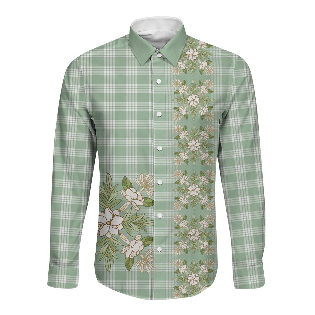 Liko Kukui Hawai'i Palaka Squares Maile Leaf Long Sleeve Button Shirt Flowers Hawaiian Quilt Patterns