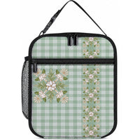 Liko Kukui Hawai'i Palaka Squares Maile Leaf Lunch Bag Flowers Hawaiian Quilt Patterns LT9 10.2 × 8.3 × 4.3 inch Sage Green - Polynesian Pride