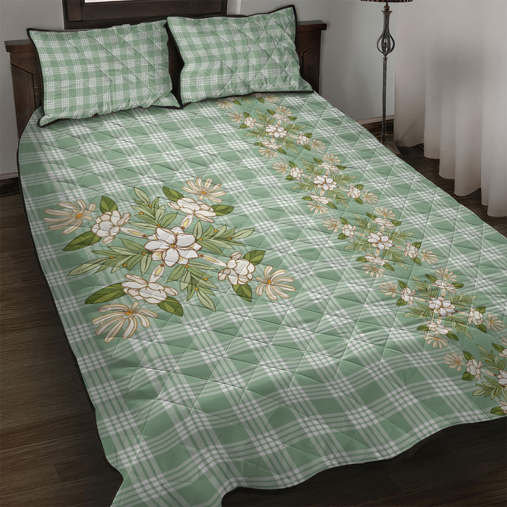 Liko Kukui Hawai'i Palaka Squares Maile Leaf Quilt Bed Set Flowers Hawaiian Quilt Patterns