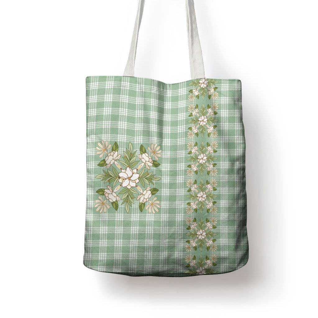 Liko Kukui Hawai'i Palaka Squares Maile Leaf Tote Bag Flowers Hawaiian Quilt Patterns