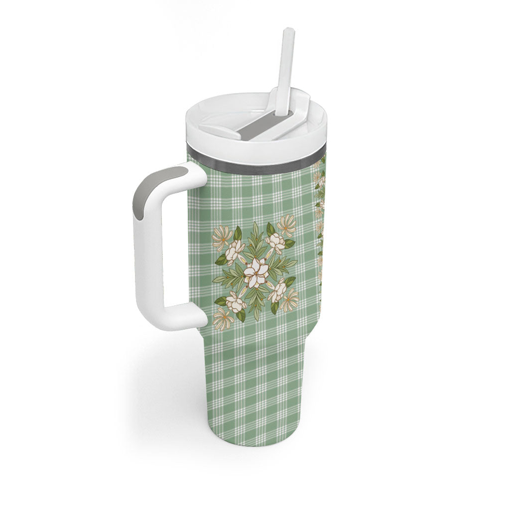 Liko Kukui Hawai'i Palaka Squares Maile Leaf Tumbler With Handle Flowers Hawaiian Quilt Patterns