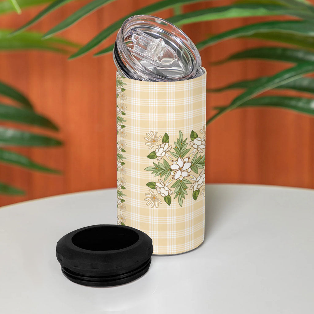 Melemele Ahiahia Hawai'i Palaka Squares Maile Leaf 4 in 1 Can Cooler Tumbler Flowers Hawaiian Quilt Patterns