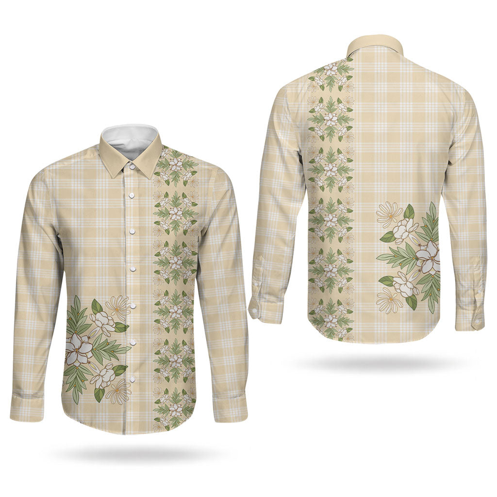 Melemele Ahiahia Hawai'i Palaka Squares Maile Leaf Couples Matching Long Sleeve Bodycon Dress and Long Sleeve Button Shirt Flowers Hawaiian Quilt Patterns