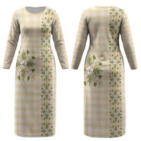 Melemele Ahiahia Hawai'i Palaka Squares Maile Leaf Couples Matching Long Sleeve Bodycon Dress and Long Sleeve Button Shirt Flowers Hawaiian Quilt Patterns
