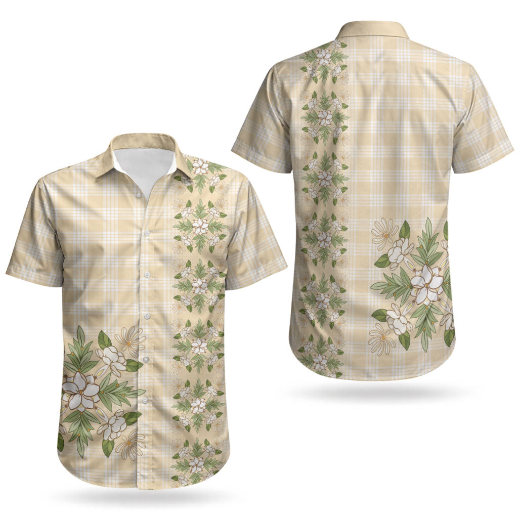 Melemele Ahiahia Hawai'i Palaka Squares Maile Leaf Couples Matching Off Shoulder Maxi Dress and Hawaiian Shirt Flowers Hawaiian Quilt Patterns
