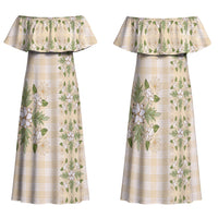 Melemele Ahiahia Hawai'i Palaka Squares Maile Leaf Family Matching Off Shoulder Maxi Dress and Hawaiian Shirt Flowers Hawaiian Quilt Patterns