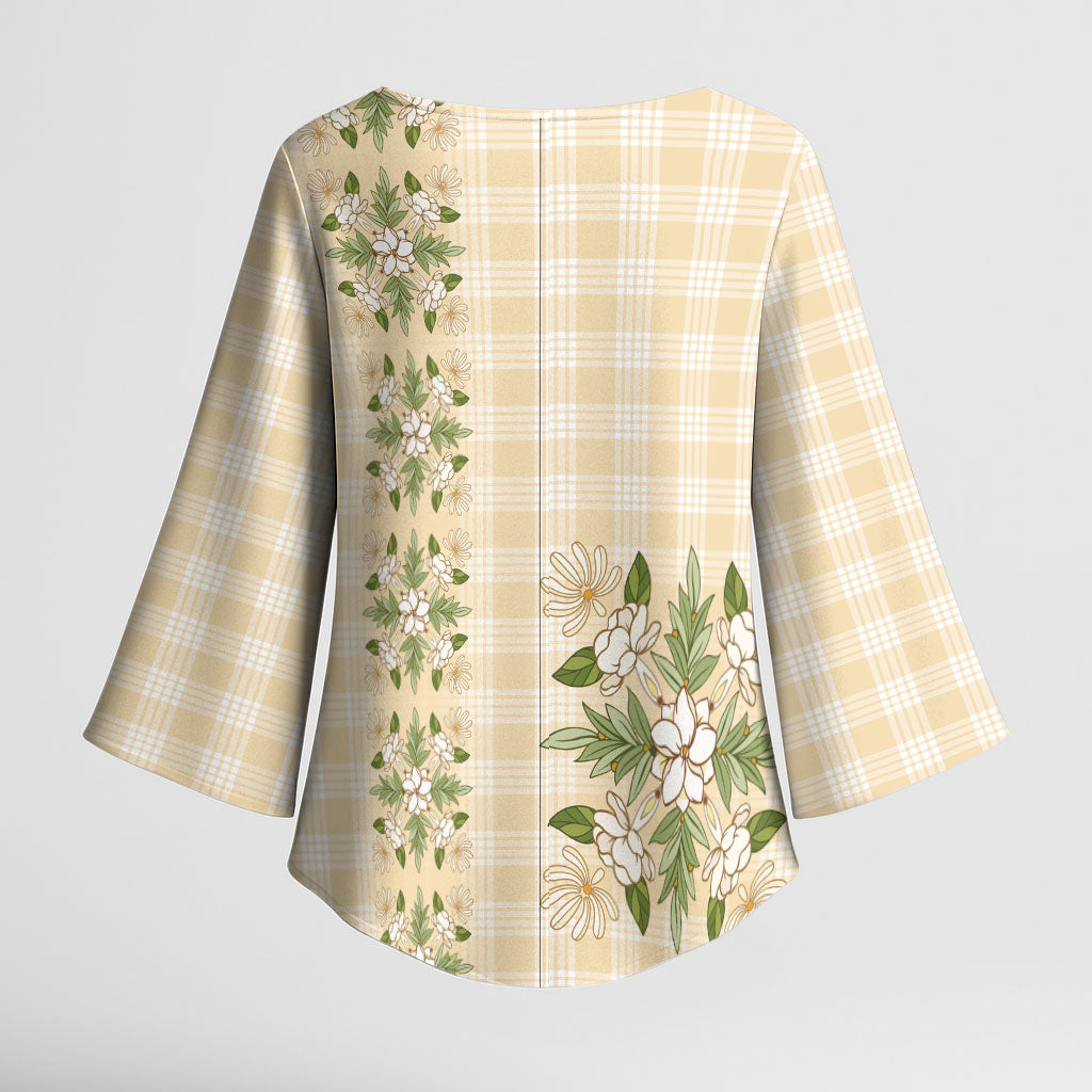 Melemele Ahiahia Hawai'i Palaka Squares Maile Leaf Kimono Sleeve Blouse Flowers Hawaiian Quilt Patterns