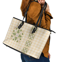 Melemele Ahiahia Hawai'i Palaka Squares Maile Leaf Leather Tote Bag Flowers Hawaiian Quilt Patterns
