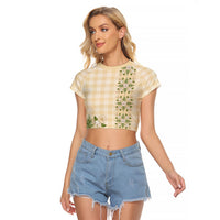 Melemele Ahiahia Hawai'i Palaka Squares Maile Leaf Raglan Cropped T Shirt Flowers Hawaiian Quilt Patterns