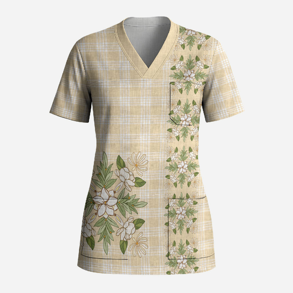 Melemele Ahiahia Hawai'i Palaka Squares Maile Leaf Scrub Top Flowers Hawaiian Quilt Patterns