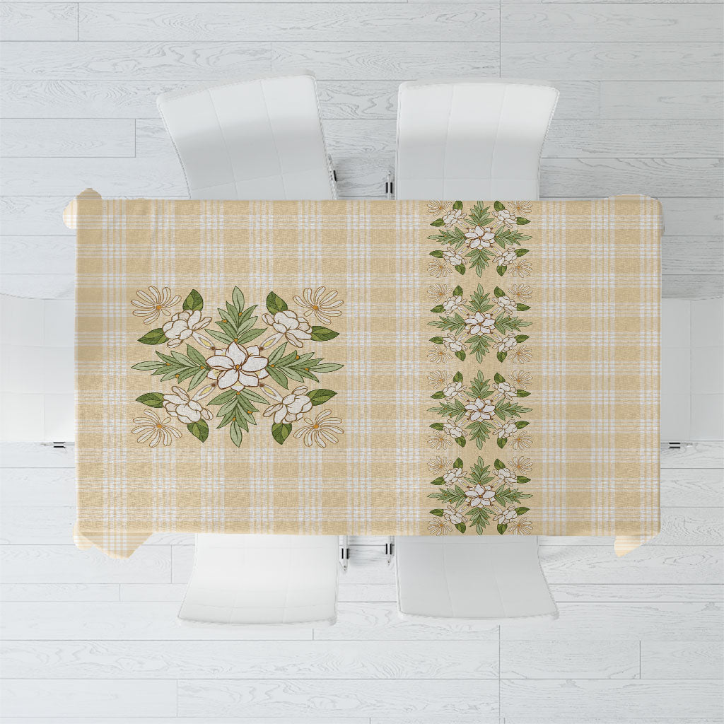 Melemele Ahiahia Hawai'i Palaka Squares Maile Leaf Tablecloth Flowers Hawaiian Quilt Patterns LT9 Pastel Yellow - Polynesian Pride