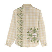 Melemele Ahiahia Hawai'i Palaka Squares Maile Leaf Women Casual Shirt Flowers Hawaiian Quilt Patterns