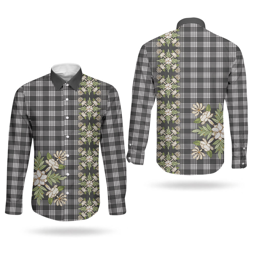 Pauli Hawai'i Palaka Squares Maile Leaf Couples Matching Long Sleeve Bodycon Dress and Long Sleeve Button Shirt Flowers Hawaiian Quilt Patterns