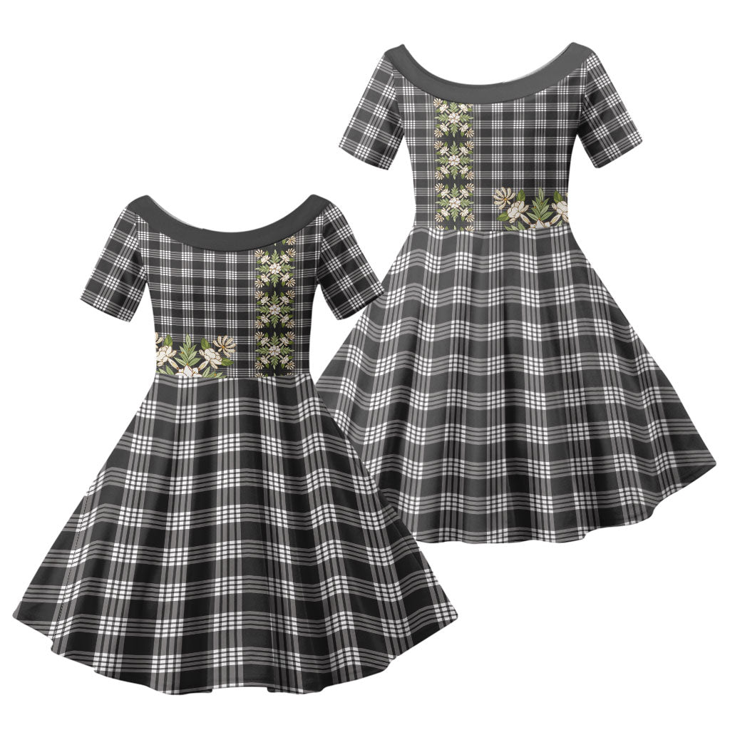 Pauli Hawai'i Palaka Squares Maile Leaf Family Matching Long Sleeve Bodycon Dress and Hawaiian Shirt Flowers Hawaiian Quilt Patterns