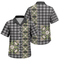 Pauli Hawai'i Palaka Squares Maile Leaf Family Matching Off Shoulder Short Dress and Hawaiian Shirt Flowers Hawaiian Quilt Patterns
