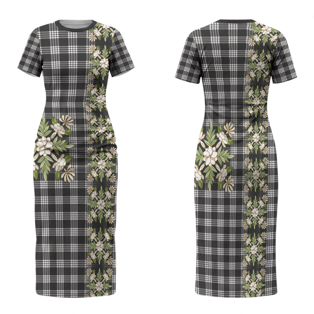 Pauli Hawai'i Palaka Squares Maile Leaf Family Matching Short Sleeve Bodycon Dress and Hawaiian Shirt Flowers Hawaiian Quilt Patterns
