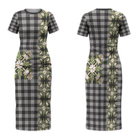 Pauli Hawai'i Palaka Squares Maile Leaf Family Matching Short Sleeve Bodycon Dress and Hawaiian Shirt Flowers Hawaiian Quilt Patterns