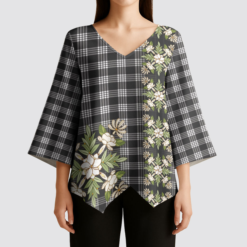 Pauli Hawai'i Palaka Squares Maile Leaf Kimono Sleeve Blouse Flowers Hawaiian Quilt Patterns