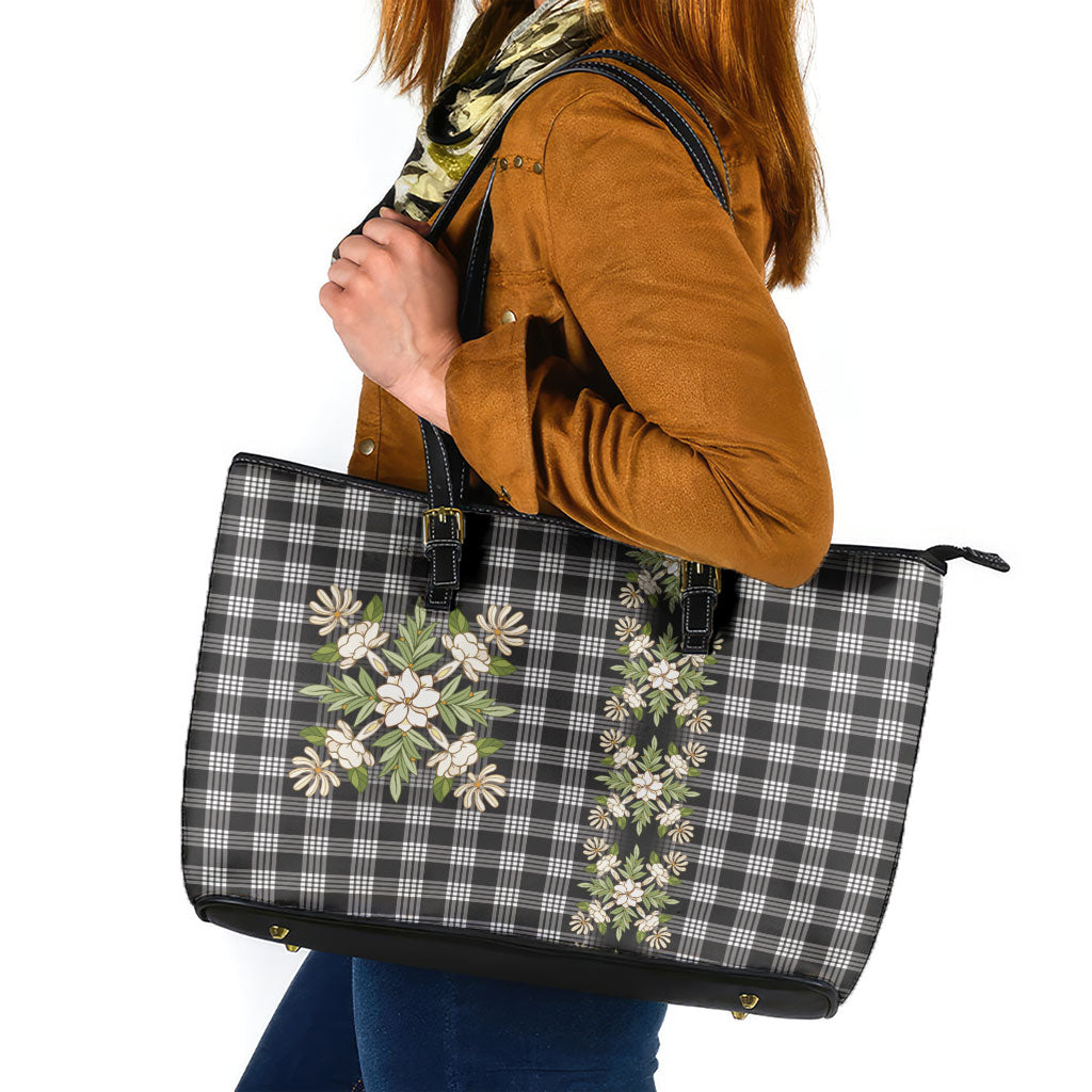Pauli Hawai'i Palaka Squares Maile Leaf Leather Tote Bag Flowers Hawaiian Quilt Patterns