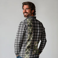 Pauli Hawai'i Palaka Squares Maile Leaf Long Sleeve Polo Shirt Flowers Hawaiian Quilt Patterns