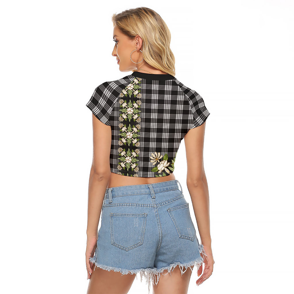 Pauli Hawai'i Palaka Squares Maile Leaf Raglan Cropped T Shirt Flowers Hawaiian Quilt Patterns