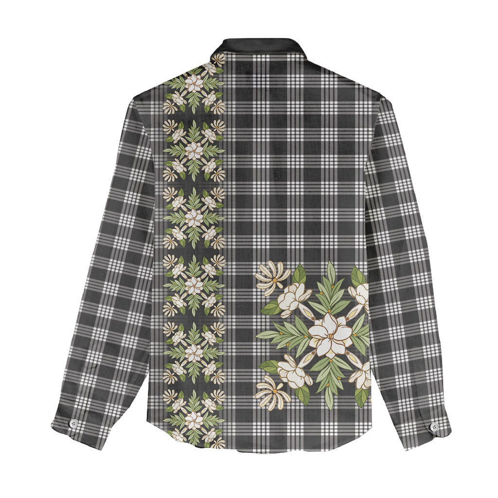 Pauli Hawai'i Palaka Squares Maile Leaf Women Casual Shirt Flowers Hawaiian Quilt Patterns
